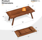 VINGLI Outdoor Folding Coffee Table, Natural Poplar Wood Patio Coffee Table - Image 3