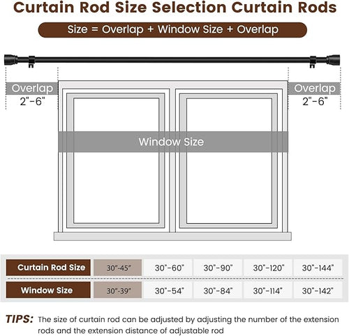 1” Diameter Curtain Rods Itself is 30 to 45 inch 1 Pack Fit 30-39 inch Window - Image 2
