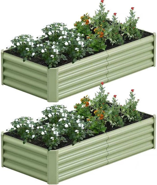 2PCS 4x2x1FT Galvanized Raised Garden Bed, Galvanized Planter Raised Garden by AyenGuard