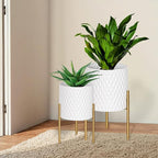 ARNIS Plants Pots with Stand, Unique Mid Century Decorative Metal Flower Pots - Image 8