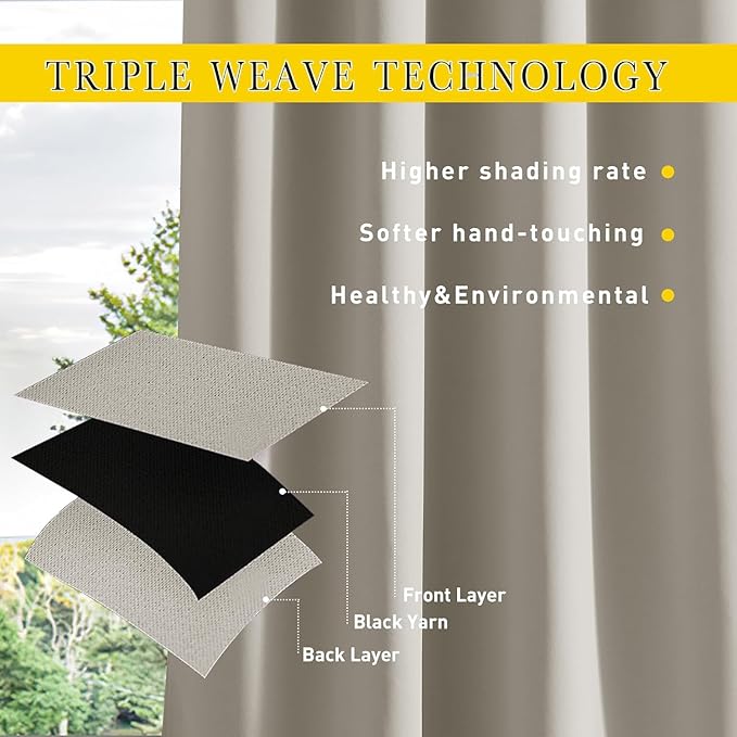 NICETOWN 2 Panels Fixed Outdoor Curtains - Image 6