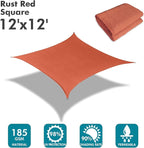 KANAGAWA Sun Shade Sail 12'x12' Rust Red Square UV Block Canopy Awning Shelter - Image 2