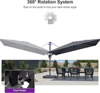PURPLE LEAF 11' X 8' Left-right Tilting Patio Umbrella Outdoor Cantilever - Image 8