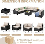 Jing's Villa 10-Piece Patio Furniture Set, All-Weather Outdoor Wicker Sectional - Image 6