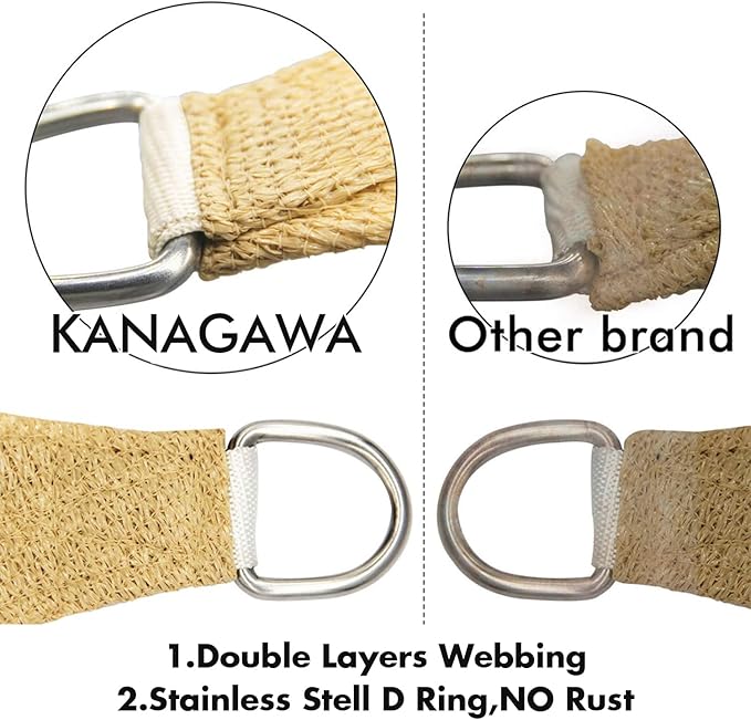KANAGAWA 10'X10' Sand Custom Size Sun Shade Sail Square UV Block Canopy Cover - Image 5