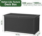 260 Gallon Resin Deck Box, Lockable Patio Outdoor Storage Box - Image 7