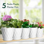 4 inch Small Plastic Nursery Pots, 5 Pack Water Ripples Plant Pots - Image 7