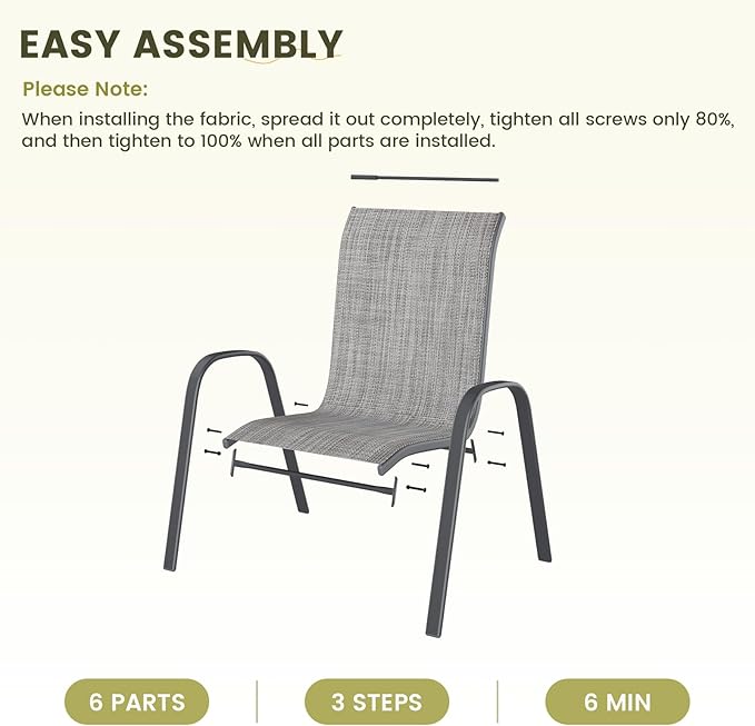 UDPATIO Patio Chairs Set of 2, Stackable Outdoor Dining Chairs - Image 7
