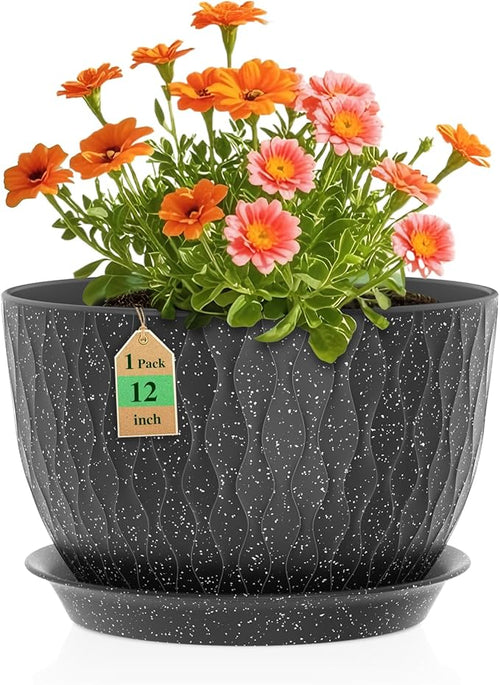 12 Inch Wide Water Ripples Flower Pots by WSMKSZ