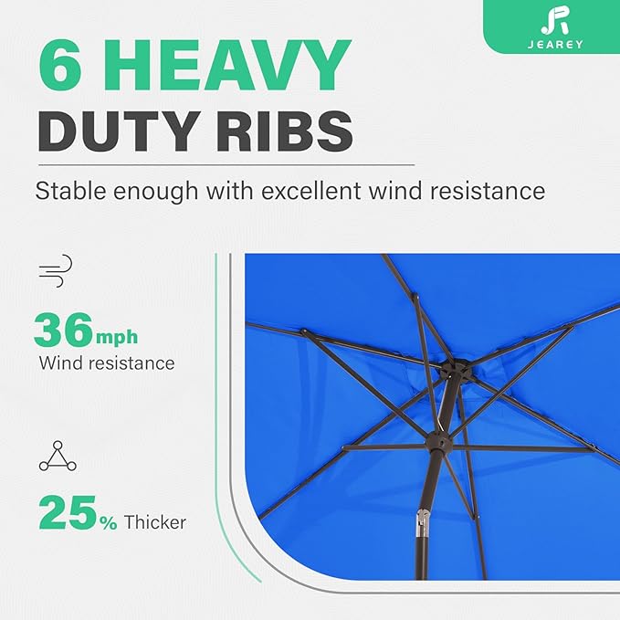 JEAREY 6.5x10 ft Rectangular Patio Umbrellas Rectangle Outdoor Umbrella - Image 9