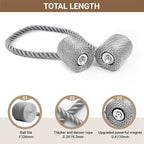 Hion Magnetic Curtain Tiebacks Grey 6 Pack, Curtain Tiebacks Buckles Holdbacks - Image 2