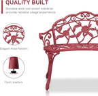 VINGLI 38.5" Patio Park Garden Outdoor Metal Rose Bench, 2-Person Cast Iron - Image 5