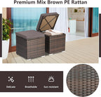 Tangkula 2 Pieces Patio Ottomans, Patiojoy Hand-Woven PE Rattan Side Table - Image 7