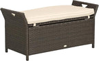 Outsunny 29 Gallon Patio Wicker Storage Bench, Outdoor PE Rattan Patio Furniture by Outsunny
