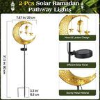 Lewondr 2Pcs Ramadan Solar Lights, Ramadan Decorations Outdoor, Metal Yard - Image 5