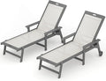 LUE BONA Chaise Lounge Chair Outdoor Set of 4, HDPS and HDPE Wicker Chaise by LUEBONA