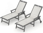 LUE BONA Chaise Lounge Chair Outdoor Set of 4, HDPS and HDPE Wicker Chaise by LUEBONA