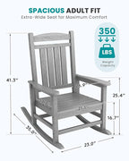 SERWALL Oversized Outdoor Rocking Chair, All-Weather Patio Rocking Chair - Image 3