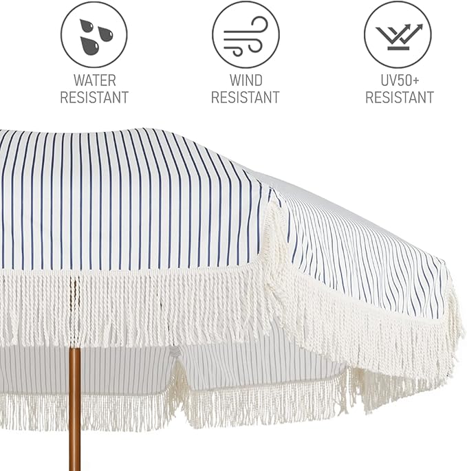 AMMSUN 7ft Patio Umbrella with Fringe Outdoor Tassel Umbrella UPF50+ Premium - Image 4