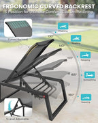 Aluminum Chaise Lounge Chair Outdoor Set of 2, Foldable & No Assembly Pool - Image 4
