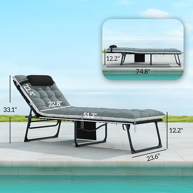 Outsunny Chaise Lounge Chair Outdoor Set of 2, 5-Position Adjustable Outdoor - Image 3