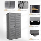 Outvita Outdoor Storage Cabinet, 63in Wooden Garden Tools Shed - Image 3