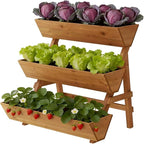 3-Tiers Wooden Raised Garden Bed Tiered Planter Box Flower Pots Vertical Garden by Dawnyard