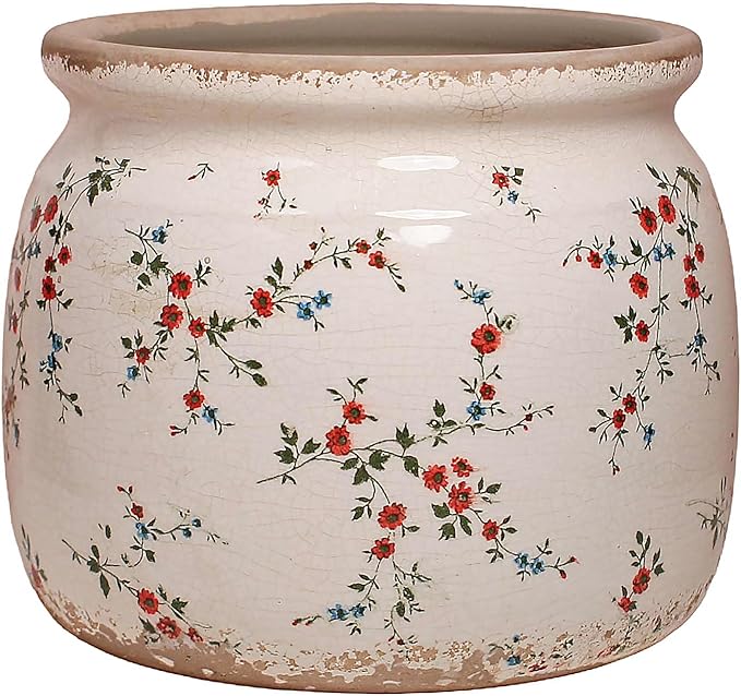 Cottagecore Ceramic Plant Pots, 6.29in French Country Floral Vase & Planters by XiaanJiaju