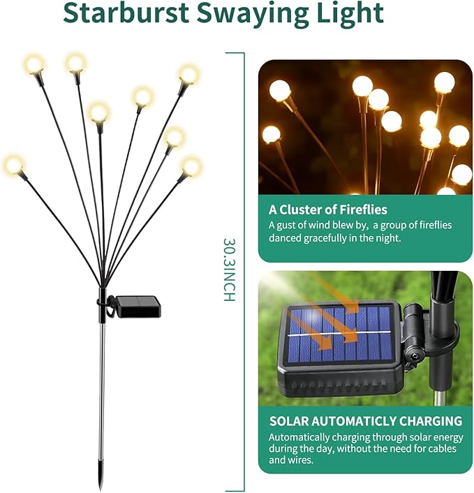 Solar Lights Outdoor Waterproof, 10 Packs 80LED, Solar Garden, Garden Decor - Image 2