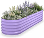 Kesfitt Raised Garden Bed, Metal Galvanized Steel Oval Garden Bed 8x2x1.5 ft by Kesfitt