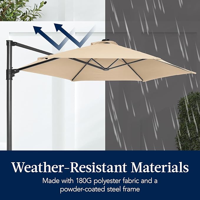 Best Choice Products 10ft Offset Cantilever Hanging Market Patio Umbrella - Image 5