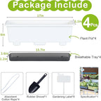 Window Box Planter 4 Packs, 17 Inches Rectangle Flower Pots - Image 4