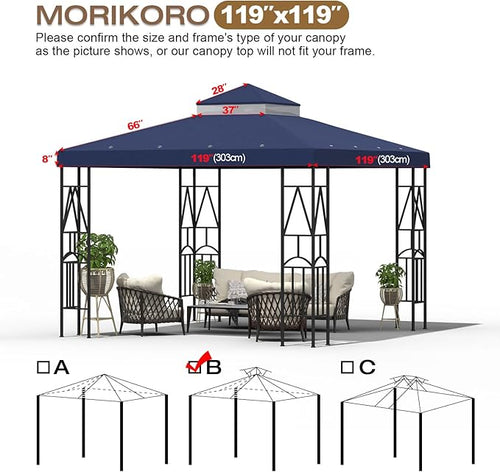10x10 Canopy Replacement Top Double Tiered Gazebo Cover - Image 2