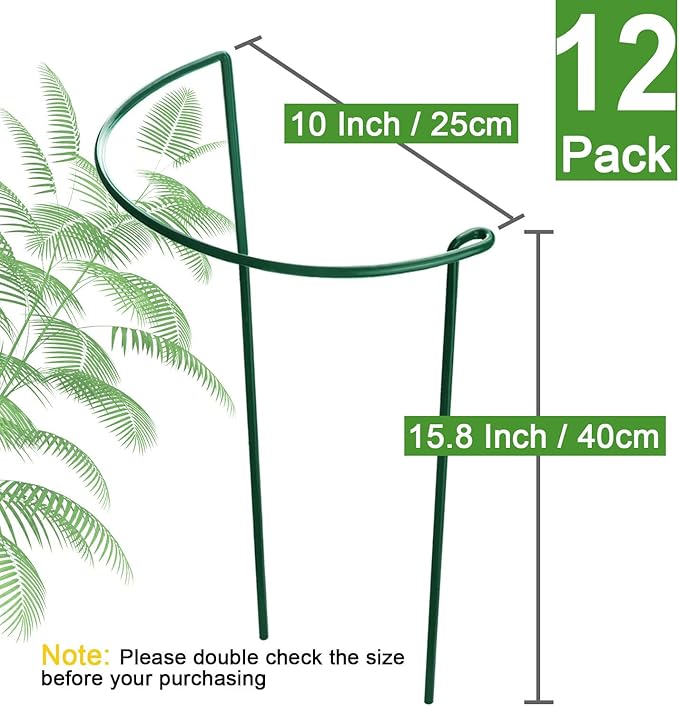 HiGift 12 Pack Plant Stakes for Indoor Plants, Metal Garden Peony Support Cages - Image 2