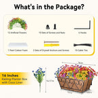 ZeeDix 16 Inch Artificial Flowers Hanging Railing Window Planter Box - Image 3