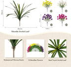 Artificial Flowers for Outdoors Fake Plants Outside, 12 Bundles Silk Morning - Image 2