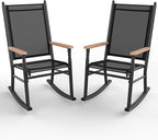 Shintenchi Outdoor Rocking Chairs Set of 2, Upgraded High Back Patio Rocking by Shintenchi