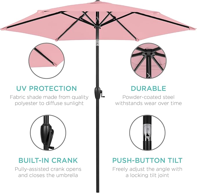 Best Choice Products 7.5ft Heavy-Duty Round Outdoor Market Table Patio Umbrella - Image 5