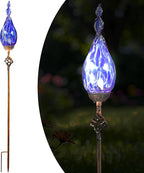 Solar Garden Lights Outdoor, Decorative LED Flame Garden Stakes, Hand Blown by Unknown