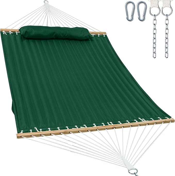 2 Person Hammocks for Outside, Double Quilted Fabric Outdoor Hammock by GafeteOutdoorLiving