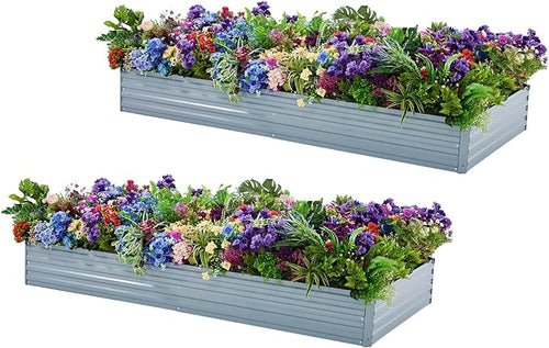 2 Pack 6x3x1FT Galvanized Raised Garden Beds Kit Outdoor Metal Gardening by Meberam