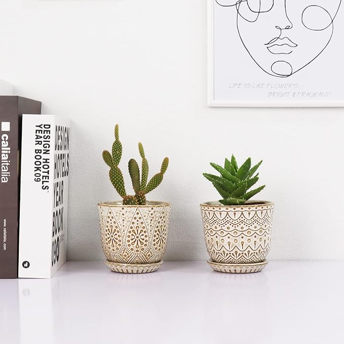 Gepege Succulent Pots, 4 Inch Small Indoor Ceramic Planter Pot - Image 8