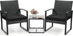 3 Piece Wicker Patio Bistro Set, Rattan Conversation Set by Murago