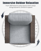 Outdoor Swivel Recliner Chair Set of 2, All-Weather Wicker Reclining Patio Chair - Image 7