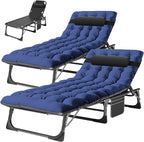 ABORON 2PK Heavy Duty Tanning Chair, 5-Gear Outdoor Folding Chaise Lounge Chair by ABORON