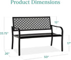 Best Choice Products Outdoor Bench 2-Person Metal Steel Benches Furniture - Image 2