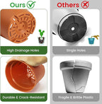 20 Pack 6 Inch Plant Pots with Drainage and Saucers, Plastic Flower Pots - Image 3