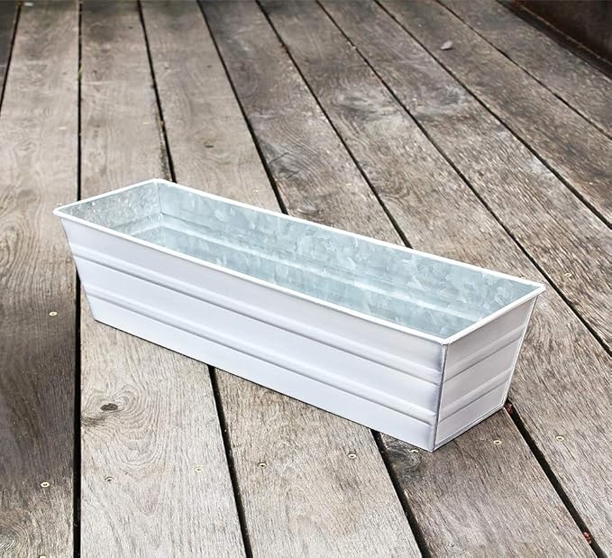 Achla Designs Galvanized Window Flower Box Planter-Cape Cod White-Small - Image 7
