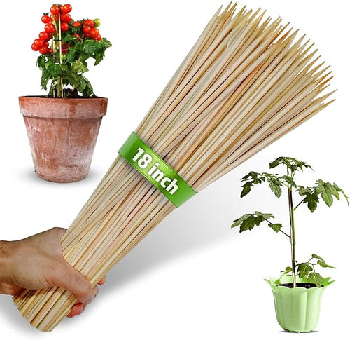 100pcs 18" Bamboo Plant Stakes 18 inch Long Skewers Sticks Wood Plant Supports by Unknown