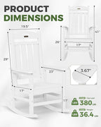 Oversized Rocking Chairs Outdoor Set of 4, High Back Porch Rocking Chair - Image 3
